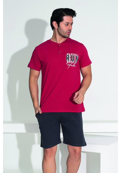 Remsa Erkek Şort Tshirt Pijama Takımı 25256 Kırmızı Kırmızı