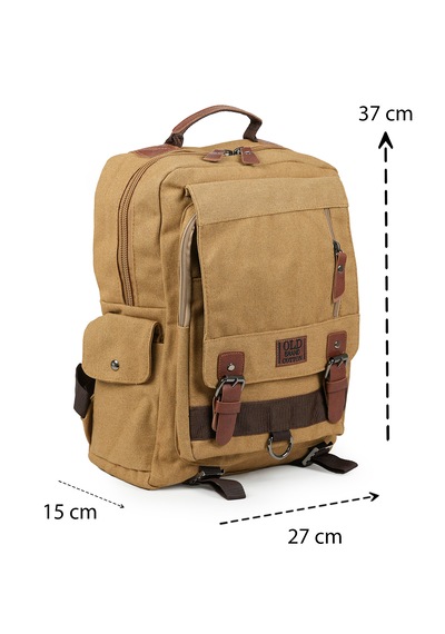 Orta Boy 37 Cm Kanvas Branda Su Geçirmez Kumaş Okul Seyahat Sırt Çantası U577 Hardal Sarısı