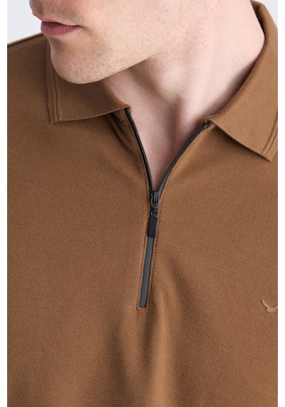 D's Damat Ds Damat Regular Fit Kahverengi Pike Dokulu %100 Pamuklu T-shirt 4hc140211214m 201