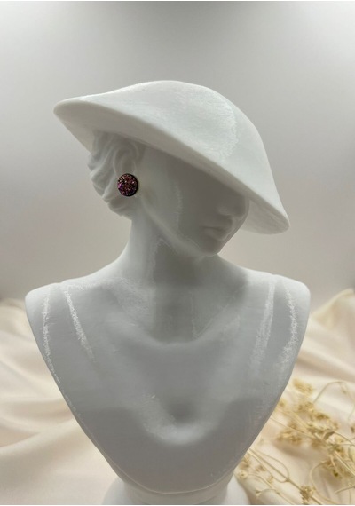 Lunarie Pembe Mor Işıltılı Yuvarlak Stud Küpe
