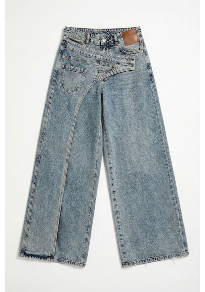 it's basic Kadın T.kot Rengi Palazzo Fit Çift Kemer Detaylı Özel Tasarım Denim Jean