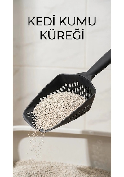 Kedi Kumu Eleme Küreği, Metal Gövde Ve İnce Diş Yapısıyla Hijyenik Temizlik Amaçlı Çok Renkli
