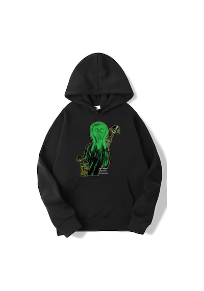 Brz Collection Oversize Alien Scream Hoodie-siyah Siyah