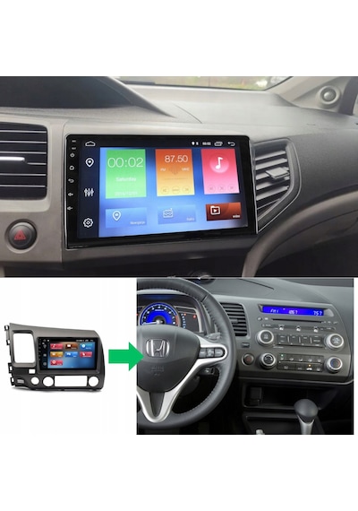 Honda Civic Fb7 Araç Multimedya Android Ekran Carplay Navigasyon Double Teyp 4+64 9" 12-15 Gri Blueway