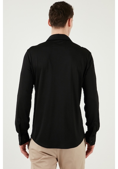 Buratti Pamuklu Regular Fit Düz Yaka Erkek Gömlek Cf25S119628 Siyah