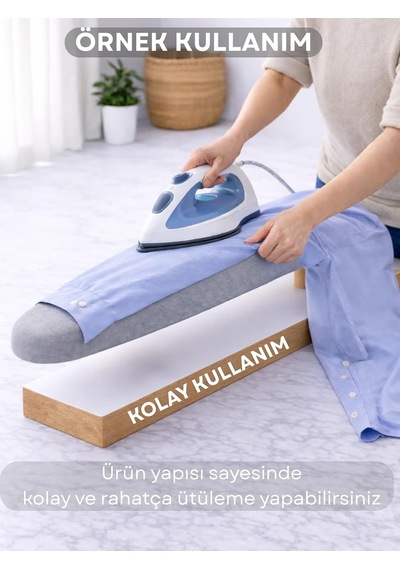 Ütü Kol Tahtası Kol Ütüleme Aparatı Ahşap Zemin Lastikli Çıkarılabilir Kılıf Yıkanabilir Taşınabilir Şı