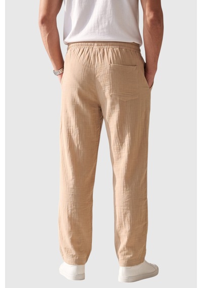 Rizzup Camel %97 Pamuk Müslin Kumaş Rahat Kalıp Nefes Alabilen Yazlık Erkek Pantolon 2600260