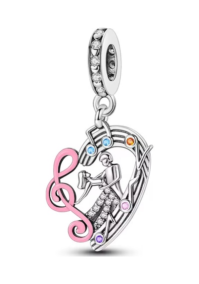 Fubena Kalbin Melodisi Sallantılı Gümüş Charm