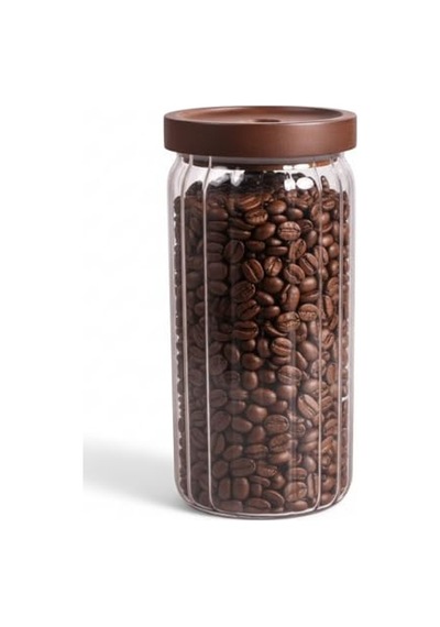 Akasya Kapaklı Çizgili Cam Kavanoz 1000ml /1 Litre Hava Geçirmez, Modern Fitilli Tasarım Gıda Saklama Kabı K Diğer