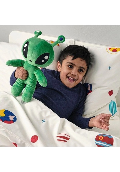 Ikea Aftonsparv Tek Kişilik Nevresim Takımı 150 X 200 Cm Beyaz - Sarı - Kırmızı Çok Renkli