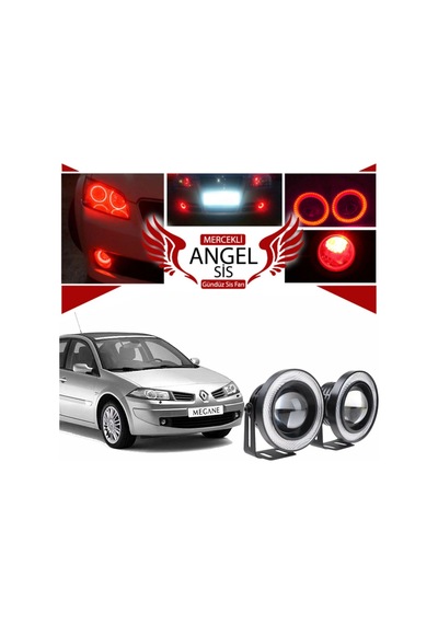 Renault Megane 2 Uyumlu, Universal Mercekli Led Sis Farı, 76mm Kırmızı Renk