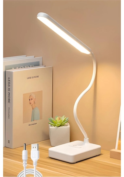 Usb Kablolu Şarjlı Dokunmatik Dimmer Ayarlı 30 Led Okuma Ve Çalışma Işığı Masa Lambası 3 Renk Işık