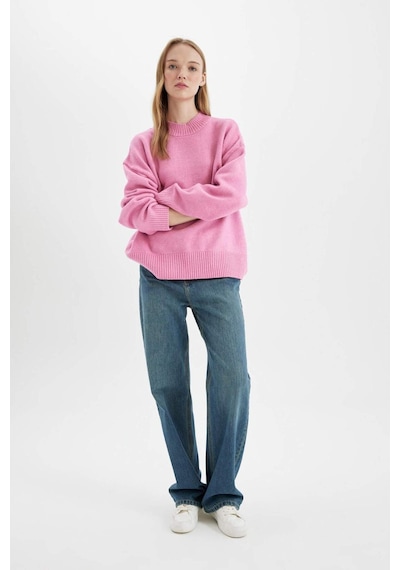 DeFacto Oversize Geniş Kalıp Yarım Balıkçı Yaka Triko Kazak R6044AZNSPN46 Pembe