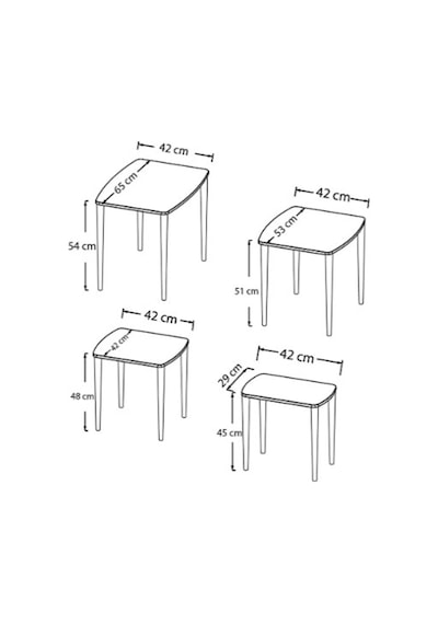 Renlife Zigon Sehpa 4'lü Lake Boyalı Mdf Beyaz Beyaz Lake