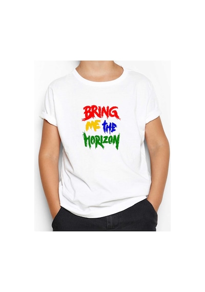 Zepplin Giyim Bring Me The Horizon Rainbow Beyaz Çocuk Tişört Beyaz
