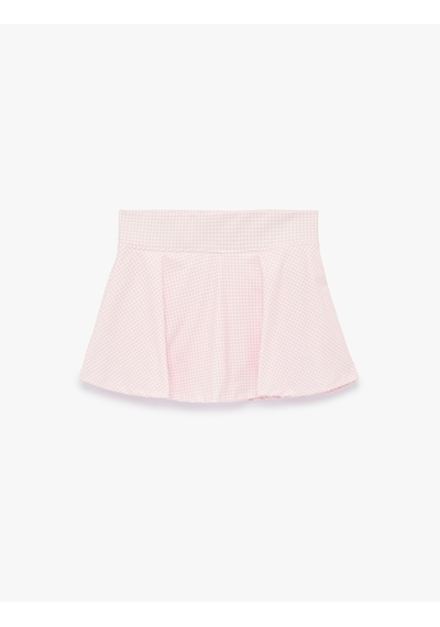 Koton Yüksek Bel Pötikareli İnterlok Mini Spor Şort Etek Pembe Ekose 6sak40244nk Pembe Ekoseli