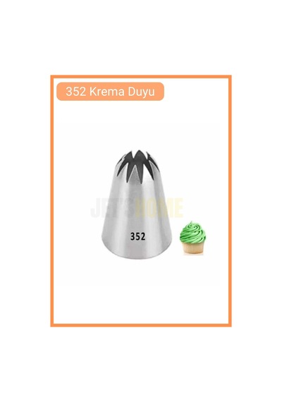 352 Kapalı Yıldız Desen Krema Duyu Büyük Boy Pasta Duyu Paslanmaz Çelik Krema Torbası Ucu 3.5x2.0x5.0 Cm Metalik Gri