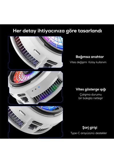 Memo Cx20 İos Android Soğutucu 20w Manyetik Rgb Telefon Soğutucu Anında Hızlı Soğutmasessiz Fan Soğ