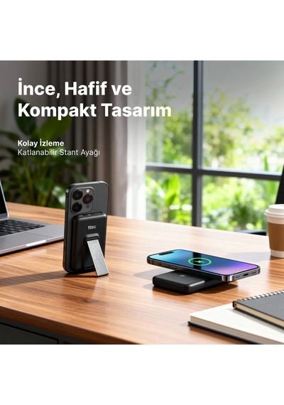 Ttec 2BB239 Recharger M 5.000 mAh Magsafe Uyumlu PD 20W Stantlı Kablosuz Taşınabilir Hızlı Şarj Aleti