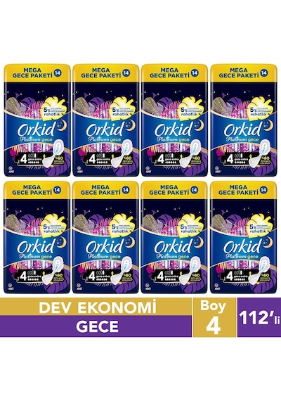 Orkid Platinum Hijyenik Ped Gece Extra 112 Adet Anne Kız Paketi (