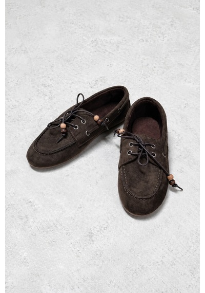 Demirsa Boutique Kadın Kahverengi Bağcıklı Loafer Günlük Babet Ayakkabı Kahverengi