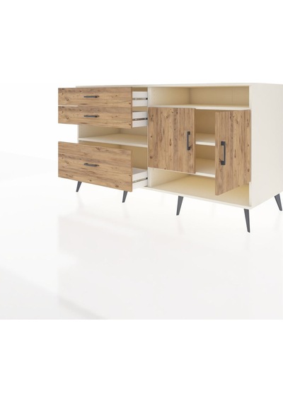 Kronos Konsol 4 Raflı 3 Çekmeceli 2 Kapaklı 176x59x99 Aytaşı-çam Aytaşı-çam