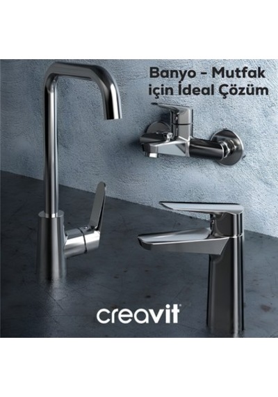 Krom Eviye Bataryası İle Modern Mutfak Tasarımı Açık Gri