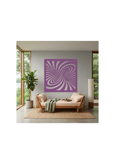 Optik İllüzyon Metal Duvar Tablosu - Metal Duvar Sanatı - Duvar Dekoru - 50 X 50 Cm Mor