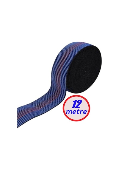 Kaliteli Elastik Kolon - Üç Çizği Mavi 5cm Eninde 8-12-24-48-72 Metre Esnetilmeden Kesilir Mavi 12 Metre