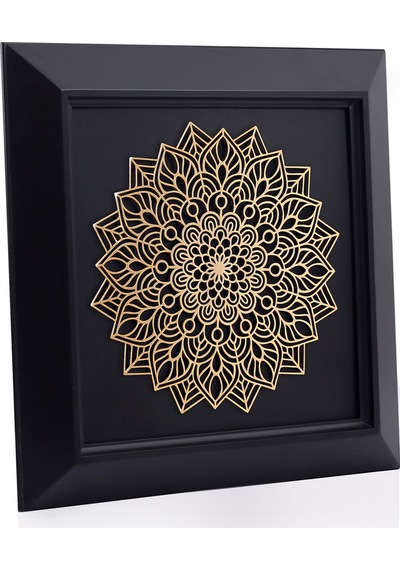 Zekupp Mandala Temalı Ahşap Tablo, Duvar Dekorasyonu El Yapımı Ta