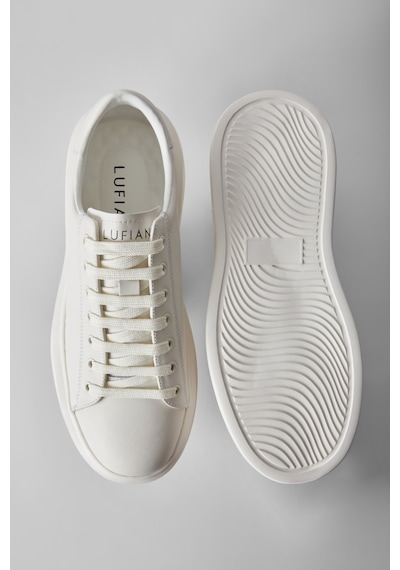 Güvener Lufian Gage Beyaz Erkek Deri Sneaker Ayakkabı Siyah