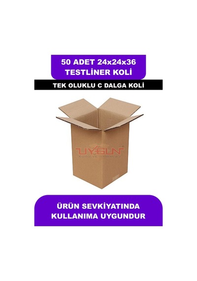 50 Adet 24x24x36 Tek Oluklu Baskısız Boş Koli Kare Koli Çok Amaçlı Koli Tst