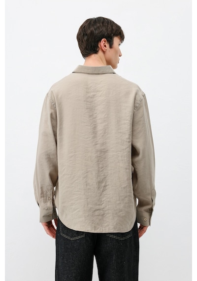 Vamos Modal Kumaş Oversize Gömlek Bej