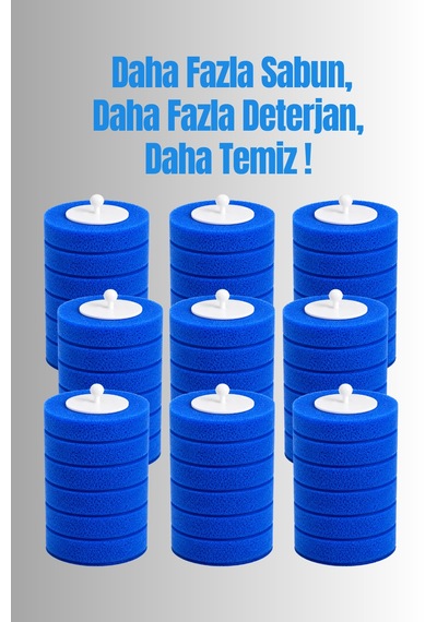 54 Adet 9 Paket Deterjanlı Tek Kullanımlık Tuvalet Temizleme Yedek Süngeri, Yedek Başlığı, Yedek K