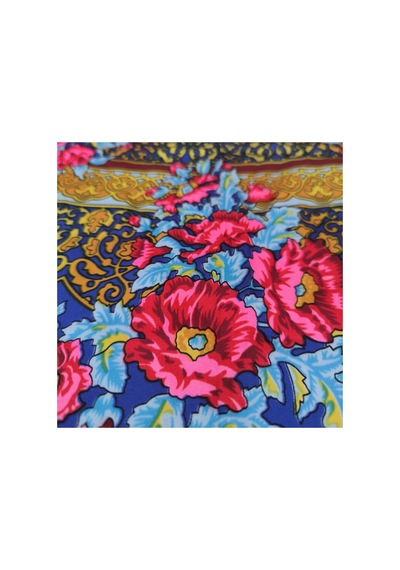 Tikitonki Karanfil Desenli Kare Otantik Eşarp - 90x90 Çok Renkli Çok Renkli