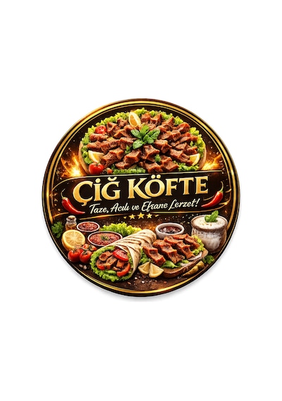 Mayeka Çiğ Köfte Dükkanı İçin Duvar Kapı Tablo Süsü Ahşap Askılı Pano Tabela No 2