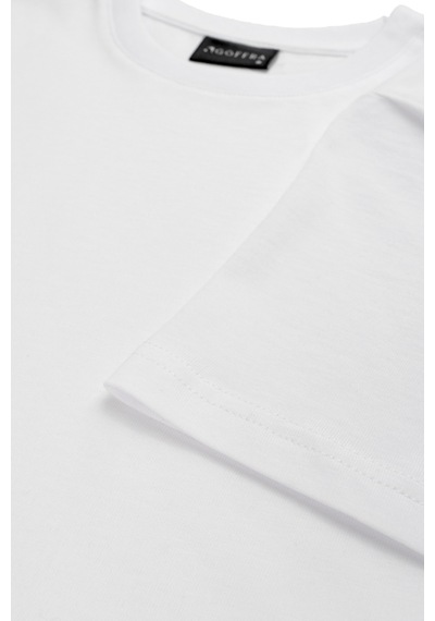 Goffra Kadın Vision Bisiklet Yaka Premium Kalite Yoğun Dokulu Pamuklu T-shirt Beyaz W101-r0220-01