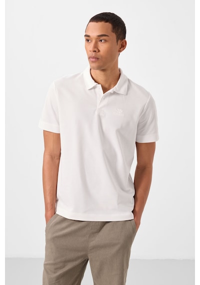Tommylife Tommy Life Ekru Basic Logolu Standart Kalıp Triko Polo Yaka Erkek T-shirt - 87748 Ekru