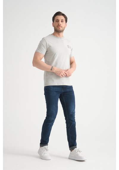 Shooter Sportwear Shooter Erkek Pamuklu T-shirt Premium Kalite Minimal Tasarım Regular Kalıp Gri