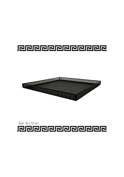 Metal Şömine & Soba Altlığı Siyah Antik Desenli Dekoratif Zemin Koruyucu 70x70 Cm - 836318778