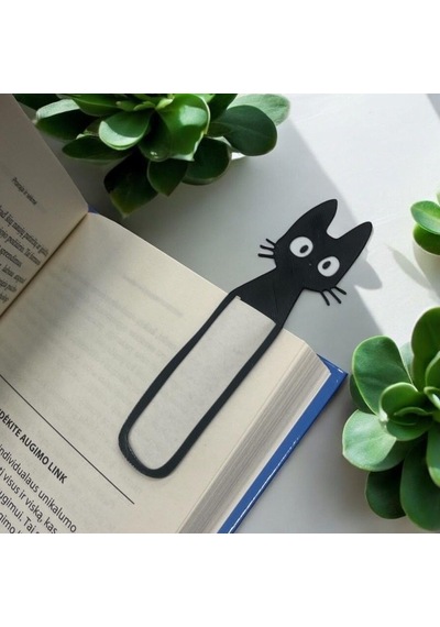 Leaf Creative Plastik Siyah Kedi Figürlü Kitap Ayracı, 5'li Set