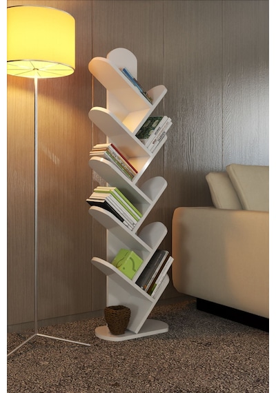 10 Raflı Kitaplık Beyaz Çok Renkli