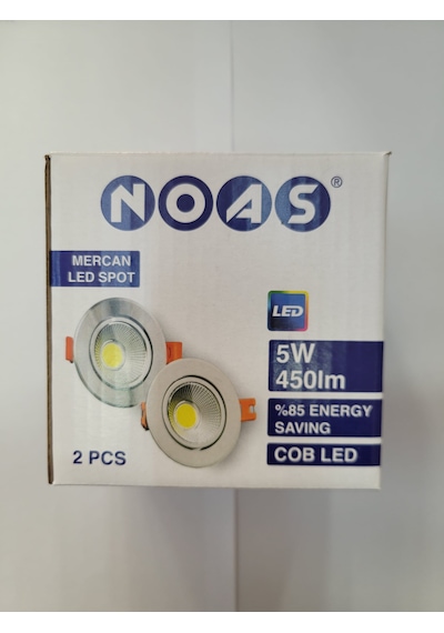 Noas 5 Watt Krom Kasa Beyaz Işık Trafolu Cob Led Spot 10 Lu Paket