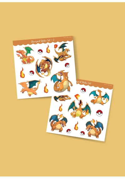 Charizard - Pokemon - Sticker - Parlak Kağıt 2'li Set