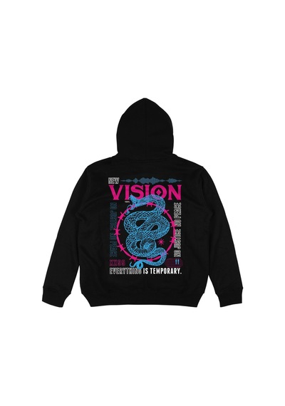 Startmore Adrift New Vision Siyah Oversize Unisex Kapüşonlu Sweatshirt Hoodie Siyah
