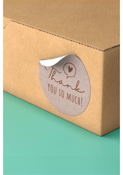 Thank You So Much Kraft Sticker 3x3cm St2221 Çok Renkli