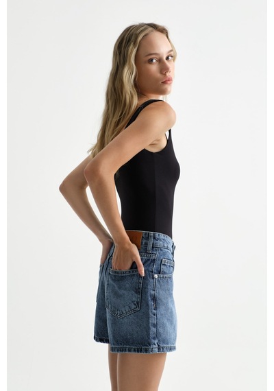 Açelyaokcu Premium Kaida Denim Mini Şort Lacivert