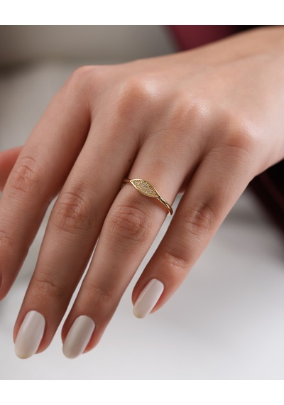 Debora Jewelry 14 Ayar Altın Yaprak Desenli Taşlı Model Yüzük