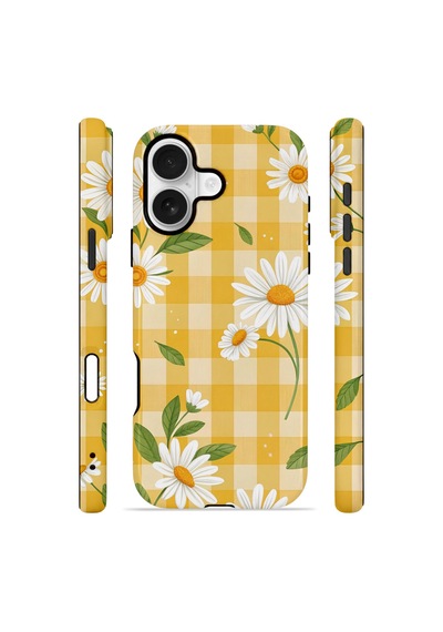 Apple iPhone Uyumlu 17 Vorian Çift Katmanlı Magsafe Kılıf Daisy Picnic Gingham