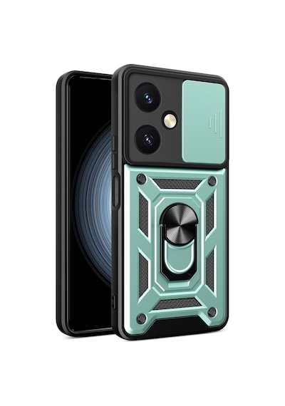 Vivo Y27 Uyumlu Kılıf Pars Lens Yüzüklü Silikon - Yeşil